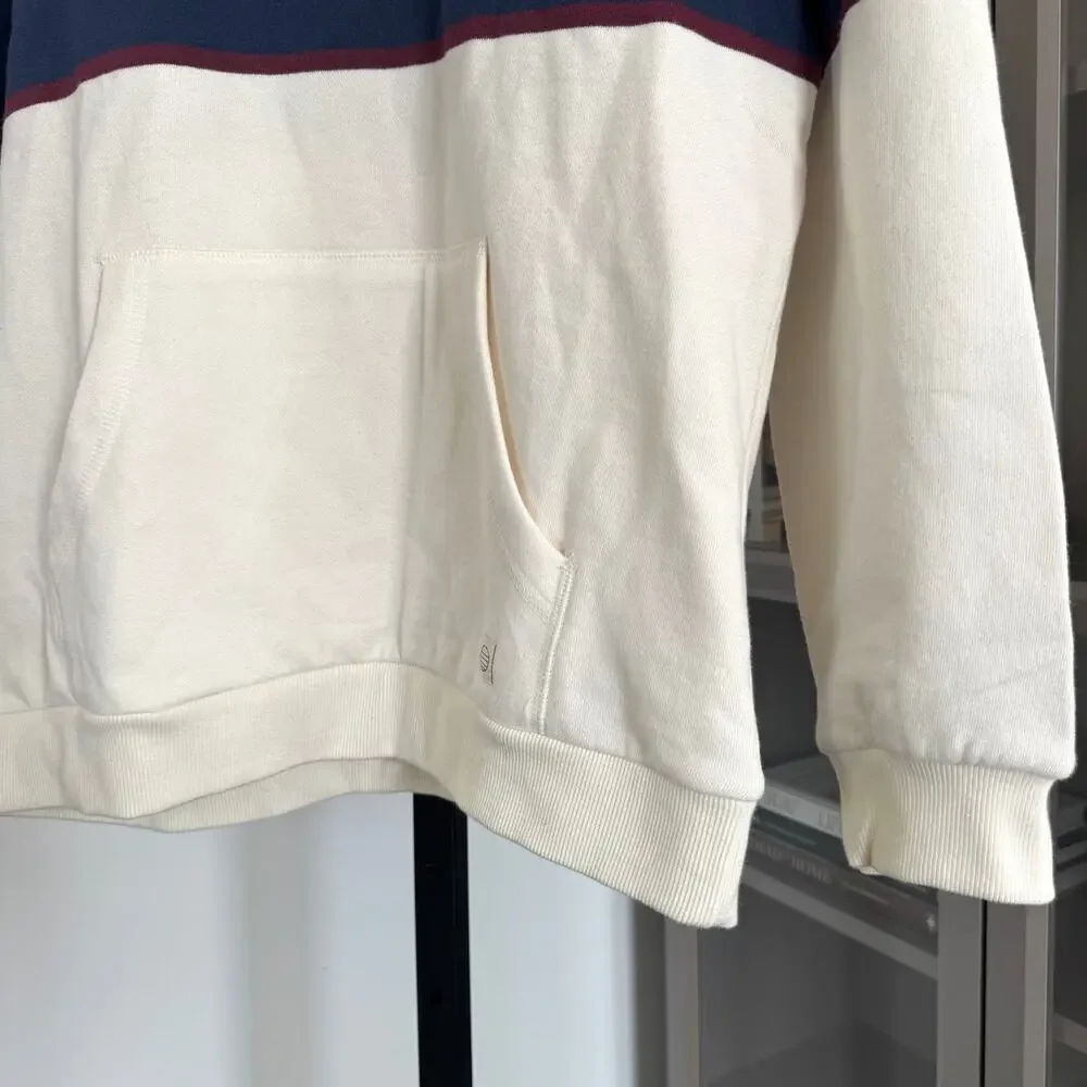 Marine Layer Relaxed Cloud 9 Fleece Burgundy Navy Hoodie Small NEW Color Block
